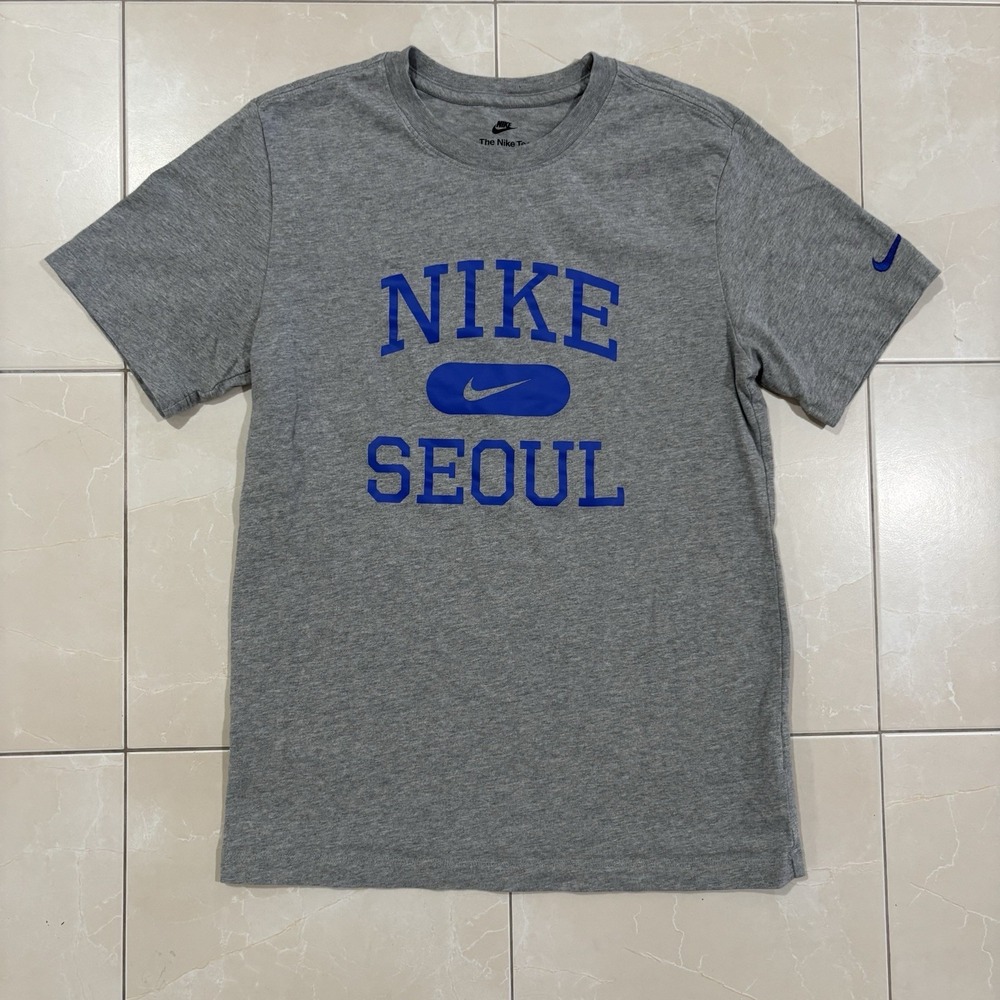 Nike Seoul Running T Shirt Gray Blue Men's Small Jogging Outdoors Marathon Y2k